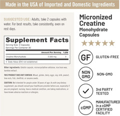 Micronized Creatine Monohydrate Pills, 2500Mg per Serving – Creatine for Women &