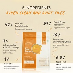Happy Cultures 24g Plant Protein – Alphonso Mango, Almond, Ashwagandha, Vegan