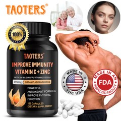 Vitamin C + Zinc + Ashwagandha 120 Capsules, Specially Selected Plant Extracts