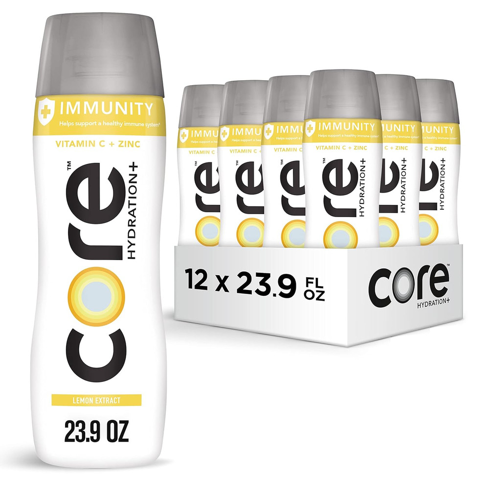 CORE Hydration+ Immunity Lemon Vitamin C & Zinc Enhanced Water 23.9oz Pack of 12