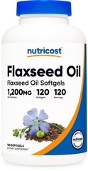 Nutricost Flaxseed Oil 120 Softgels, 1200mg per serving – GMO-Free, Gluten-Free