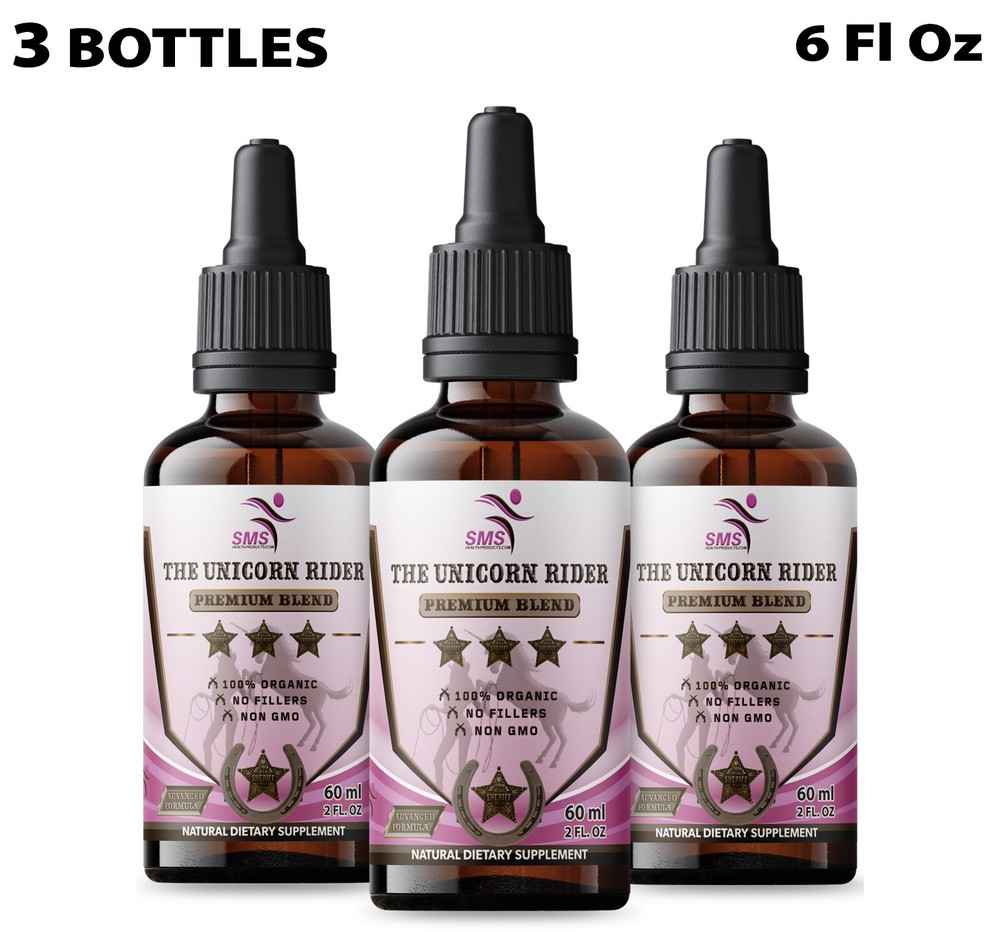 Unicorn Rider Energy Support Booster Drops Tincture For Women 3 Bottles 6 oz