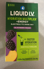 Liquid I.V. Hydration Multiplier Energy Drink Mix Blackberry Peach 6 Sticks