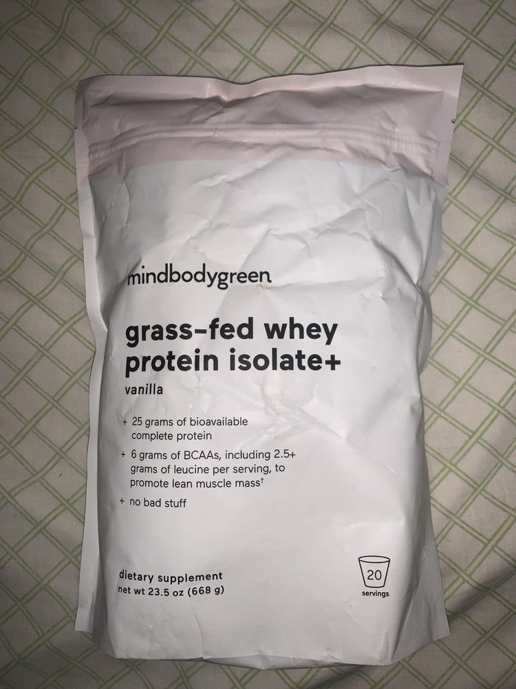 mindbodygreen Grass-Fed Whey Protein Isolate+ Vanilla 20 Servings