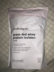 mindbodygreen Grass-Fed Whey Protein Isolate+ Vanilla 20 Servings