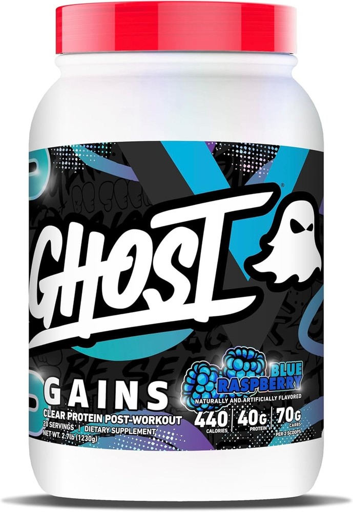 Ghost Clear Gains Mass Gainer Protein Powder 20 Servings Blue Raspberry