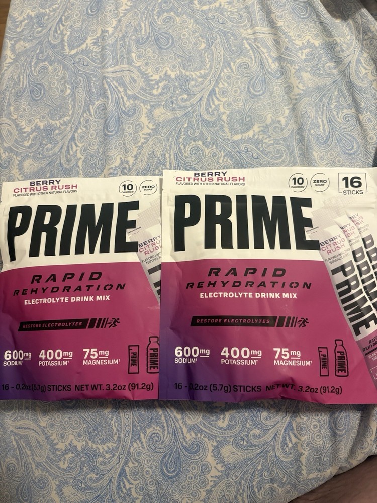 RARE-PRIME Ice Hydration Drink Sticks Berry Citrus Rush Flavor, 2-Pack, 32-Count