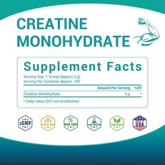 1.1 Lbs Fitness Creatine Monohydrate Powder Unflavored Supports Muscle Energy