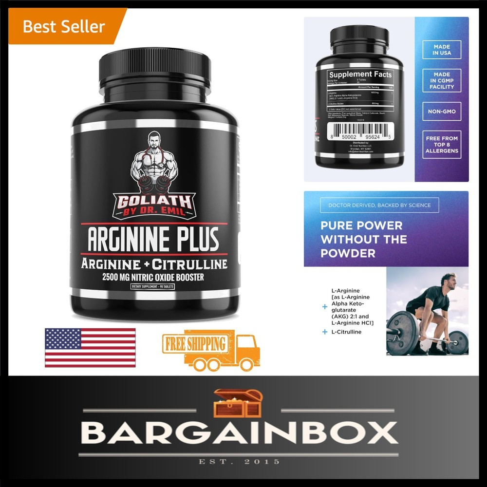 Dr. Emil’s ARGININE Plus – 2500MG Nitric Oxide Booster Tablets for Heart Health