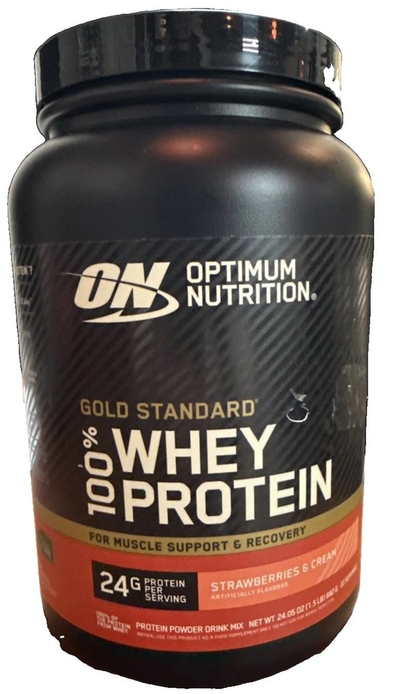Optimum Nutrition Gold Standard 100% Whey Protein Powder – Strawberries & Cream!