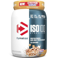 Dymatize ISO100 Hydrolyzed Whey Isolate Protein Powder, Cinnamon Cereal, 20 Ser