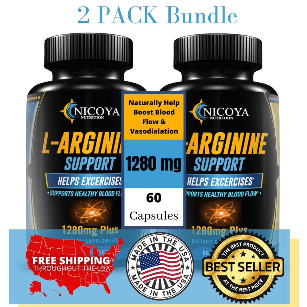 L-Arginine, Pre Workout Booster Muscle Building & Energy Supplement -2 PACK