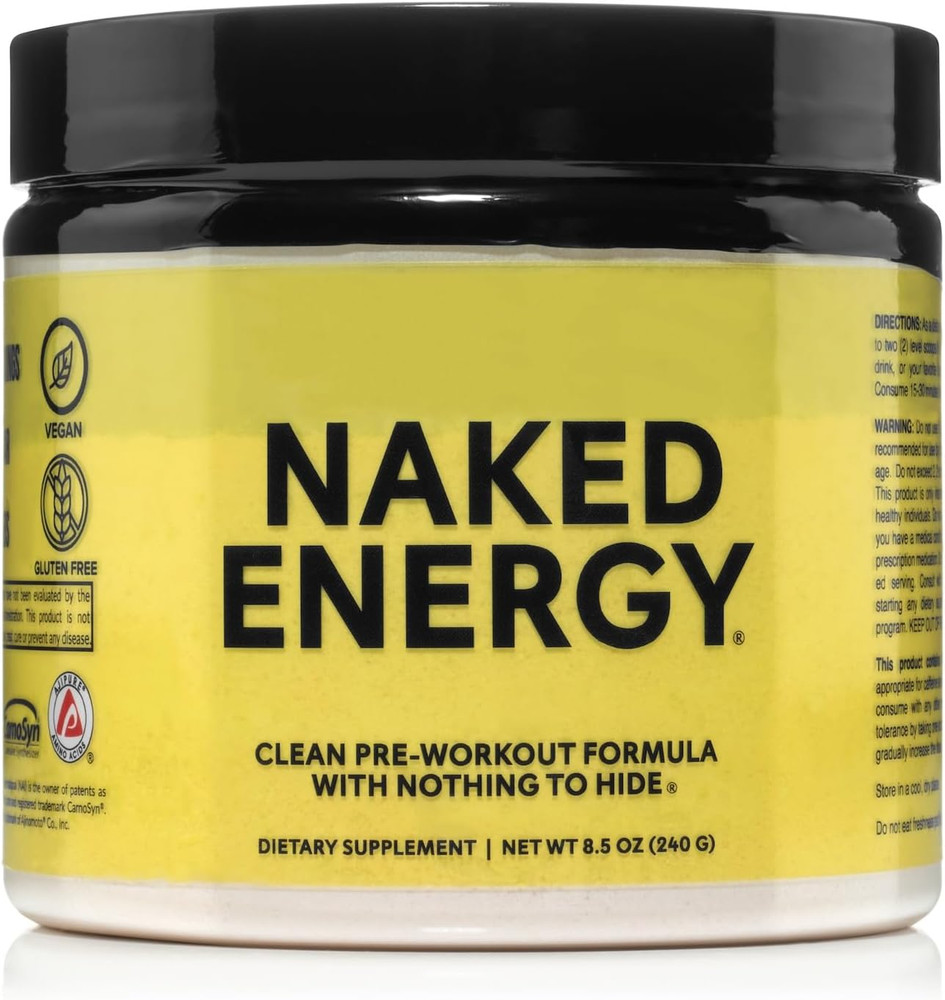 NAKED Nutrition Naked Energy – Pure Pre Workout Powder for Men and Women, Vegan