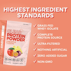 Clean Simple Eats Clear Protein Drinks, 20g Grass Fed Whey Protein Isolate, Ultr
