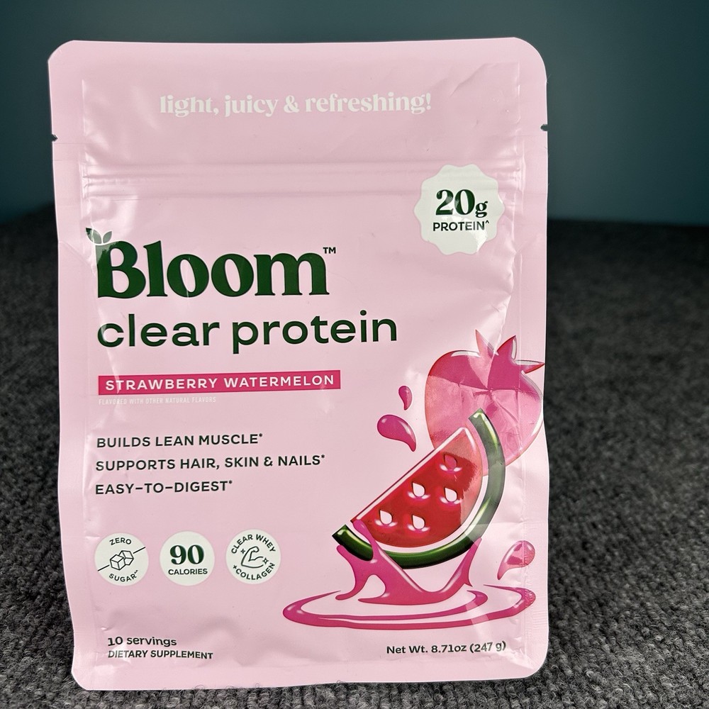 BLOOM NUTRITION Clear Protein Powder Strawberry Watermelon 10 Servings 8.71oz