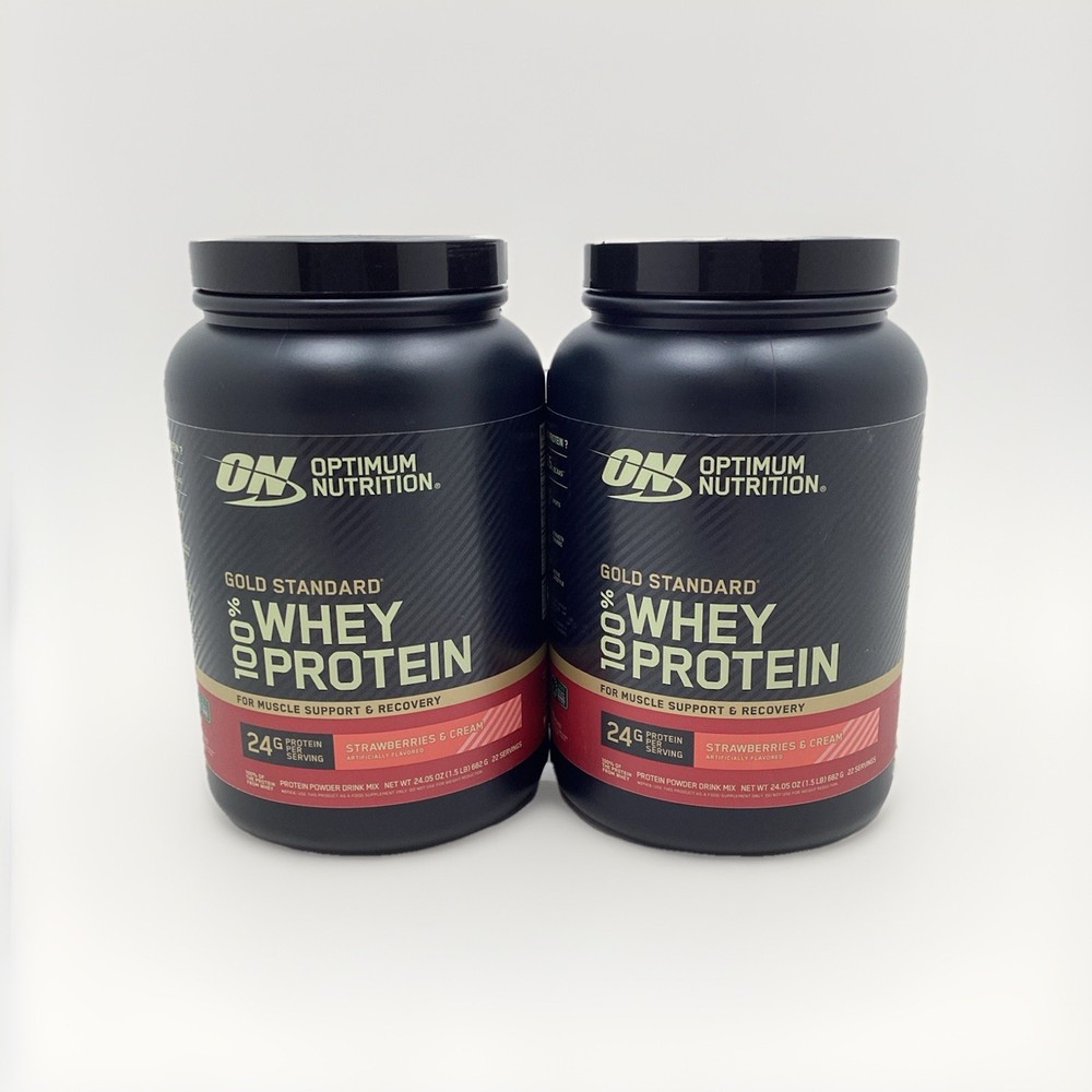 2X OPTIMUM NUTRITION 100% WHEY PROTEIN STRAWBERRIES & CREAM EXP 01/2027+