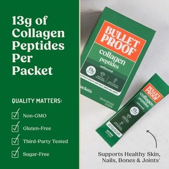 1/27 Bulletproof Unflavored Grass-Fed Collagen Peptides Powder Packets with Amin