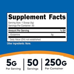Nutricost L-Glutamine Powder 250 Grams – 50 Servings, Non-GMO, Gluten Free
