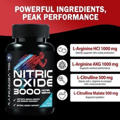 Extra Strength Nitric Oxide Supplement 3X Strength L Arginine, Citrulline Malate