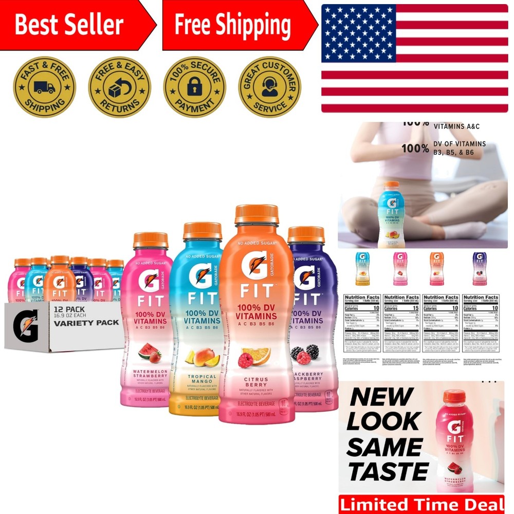 Healthy Hydration Gatorade Fit 16.9oz Bottles – 12 Pack with No Added Sugar