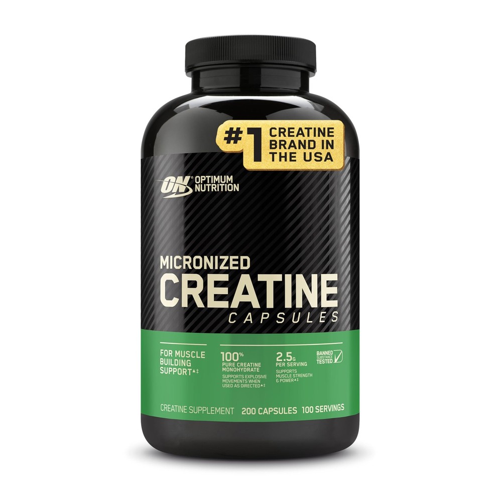 Creatine Monohydrate Capsules 2500mg 200 Count Keto Friendly Optimum Nutrition