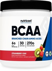 Nutricost BCAA 2:1:1 Powder (Strawberry Kiwi) 30 Servings – 6G Per Serving