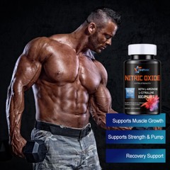 60 Nitric Oxide Booster Supplement w/ L-Arginine Premium Workout Muscle Capsule