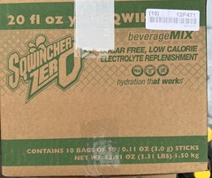 Sqwincher Zero qwikSTIK Sugar Free Electrolyte Powder Case Of 500 Cool Citrus