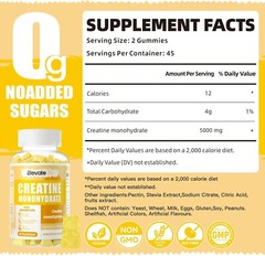 ElevateLife Creatine Monohydrate Gummies 5000mg for Men & Women Chewable 90