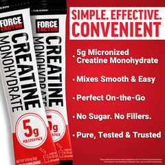 Force Factor Creatine Monohydrate 5g Micronized Powder Strength Recovery 30ct