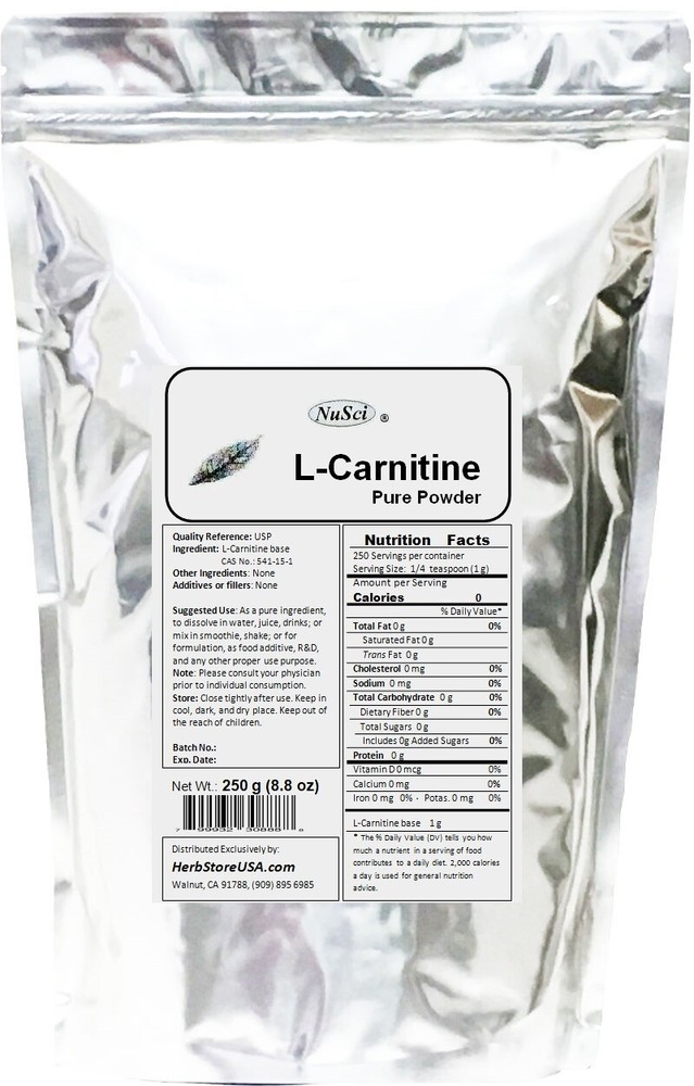 NuSci 100% pure L-Carnitine Powder Pure 250g (8.8oz) Weight Loss Energy Heart