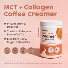 Vanilla Chai Keto Coffee Creamer, 20 Servings – MCT Oil & Collagen Protein, Suga