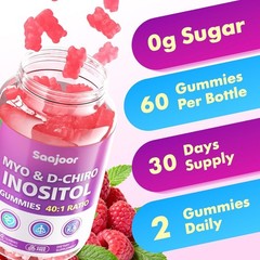 Saajoor Myo-Inositol & D-Chiro-Inositol Gummies with Vitamin D3, Magnesium