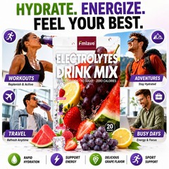 Hydration Mix Sport Drink Powder Sugar Free Essential Electrolyte 20 Sachets