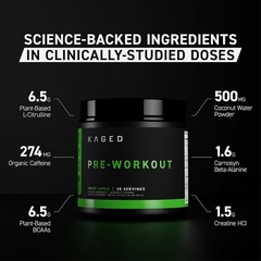 Pre Workout Powder with Creatine & 274mg Organic Caffeine – 20 Servings