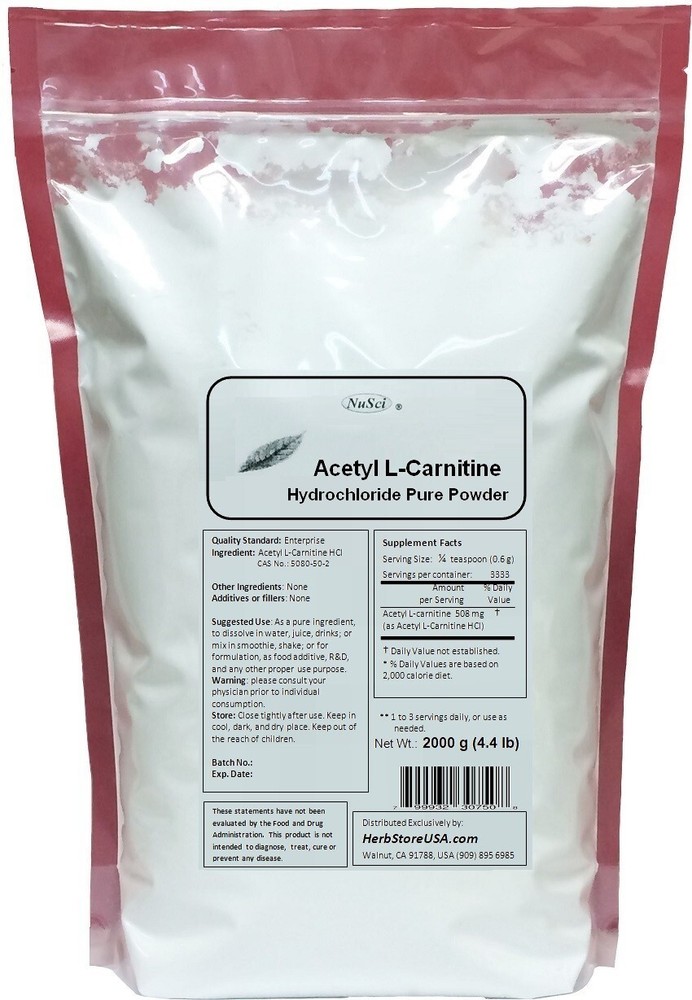NuSci Pure 2000g (4.4LB) Acetyl L-Carnitine Powder ALC Bulk