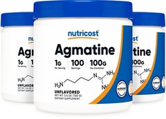 Nutricost Pure Agmatine Powder 100 Grams (3 Pack) – Bulk 300 Servings of 1000mg