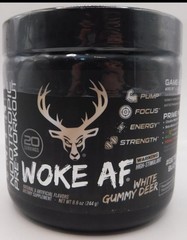 Bucked Up WOKE AF PreWorkout White Gummy Deer Energy Pump Focus 20 Ser Exp 09/27