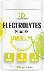 Electrolytes Powder, 1Lb (69 Servings) – No Sugar, Lemon Lime – Hydration Supple