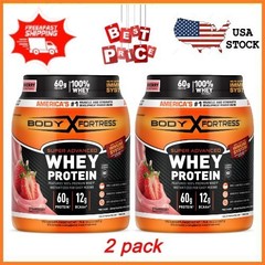 2 pack Body Fortress Super Advanced 100% Premium Whey Protein Powder, Strawberry
