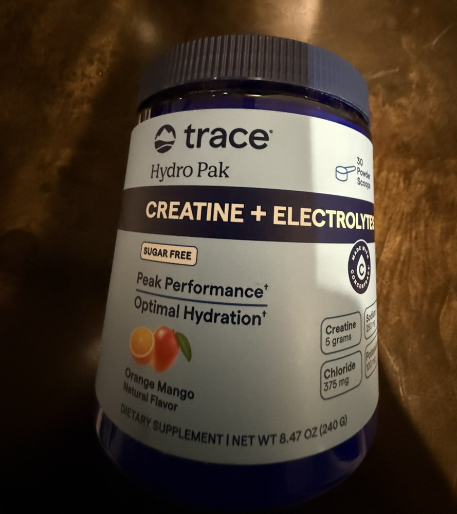 Trace Creatine + Electrolytes Powder Orange Mango Flavor 30 Servs EXP 12/28 NEW