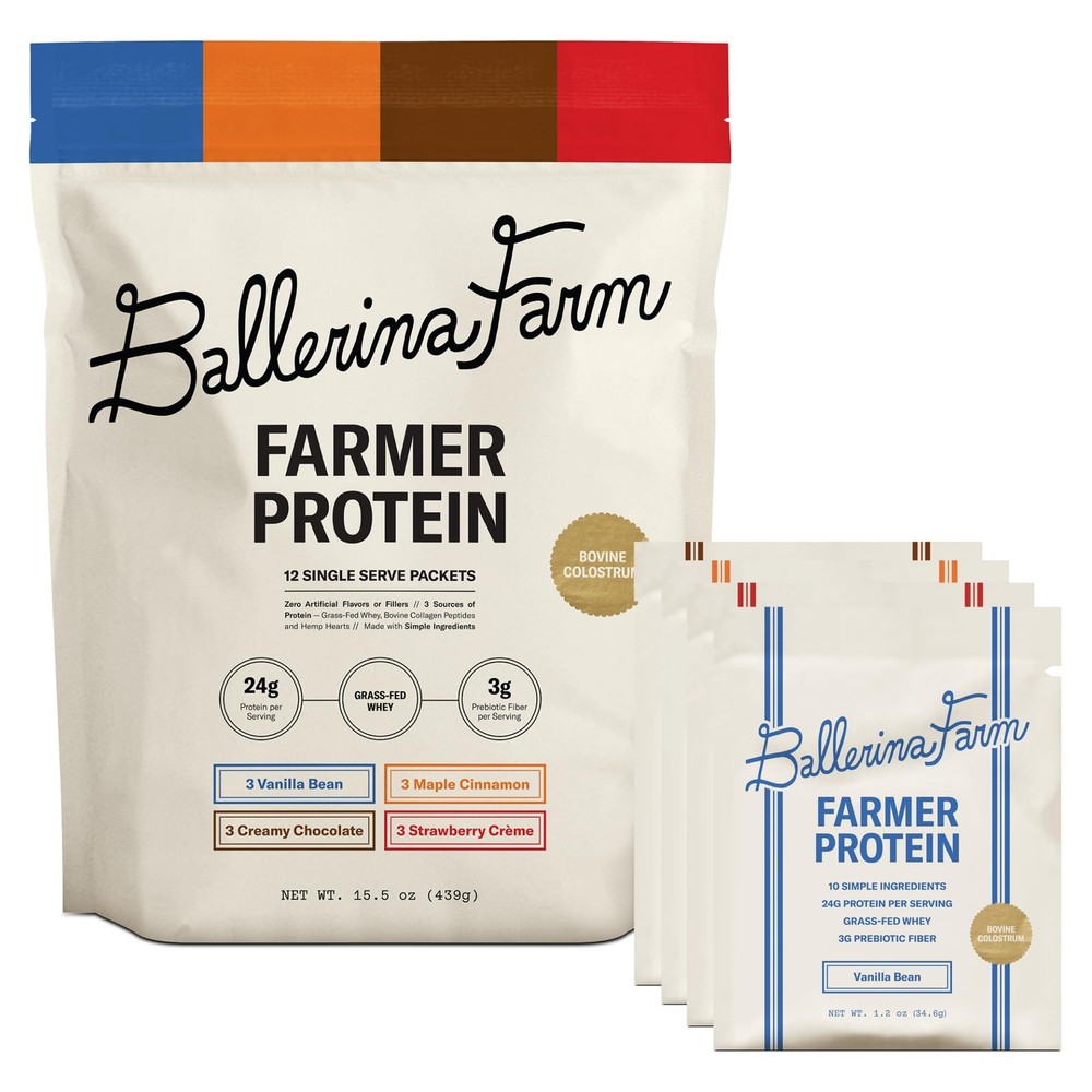 Ballerina Farm Grass Fed Whey Protein Powder, 4 Flavor 15.5 Ounce (Pack of 1)