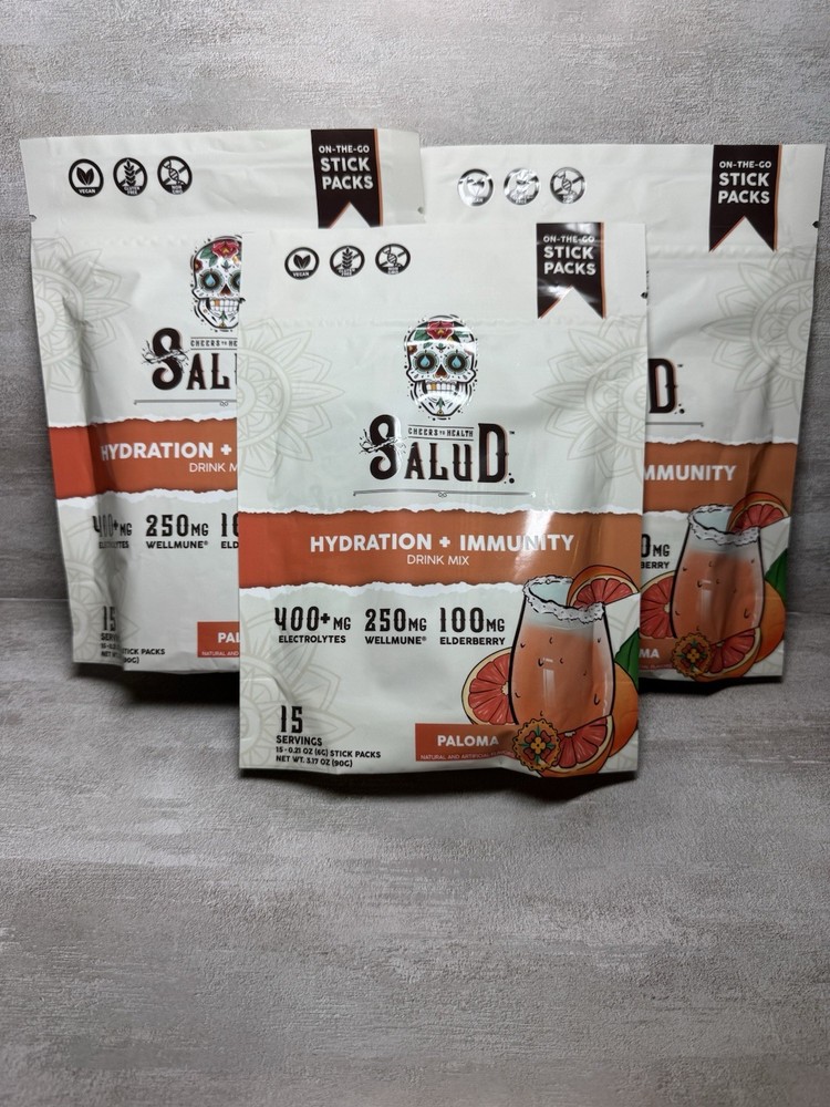 Salud Hydration Immunity Electrolyte Drink Mix Paloma 3 Packs/45 Sticks Total