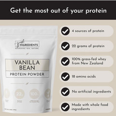 Just Ingredients Vanilla Protein Powder | 22g Protein 15 Servings Grass-Fed Whey
