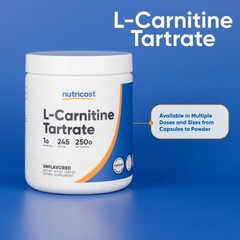 Nutricost L-Carnitine Tartrate Powder (250 Grams) 8.9 Ounce (Pack of 1), Red