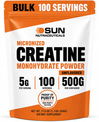 Micronized Creatine Monohydrate Powder 500G (1.1Lbs,100 Servings) – Bulk Creatin