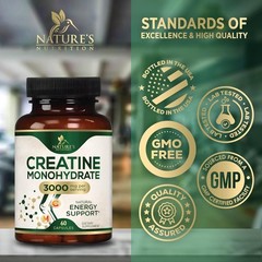 Unflavored Creatine Monohydrate Capsules – 3g/Serving for Strength & Performance