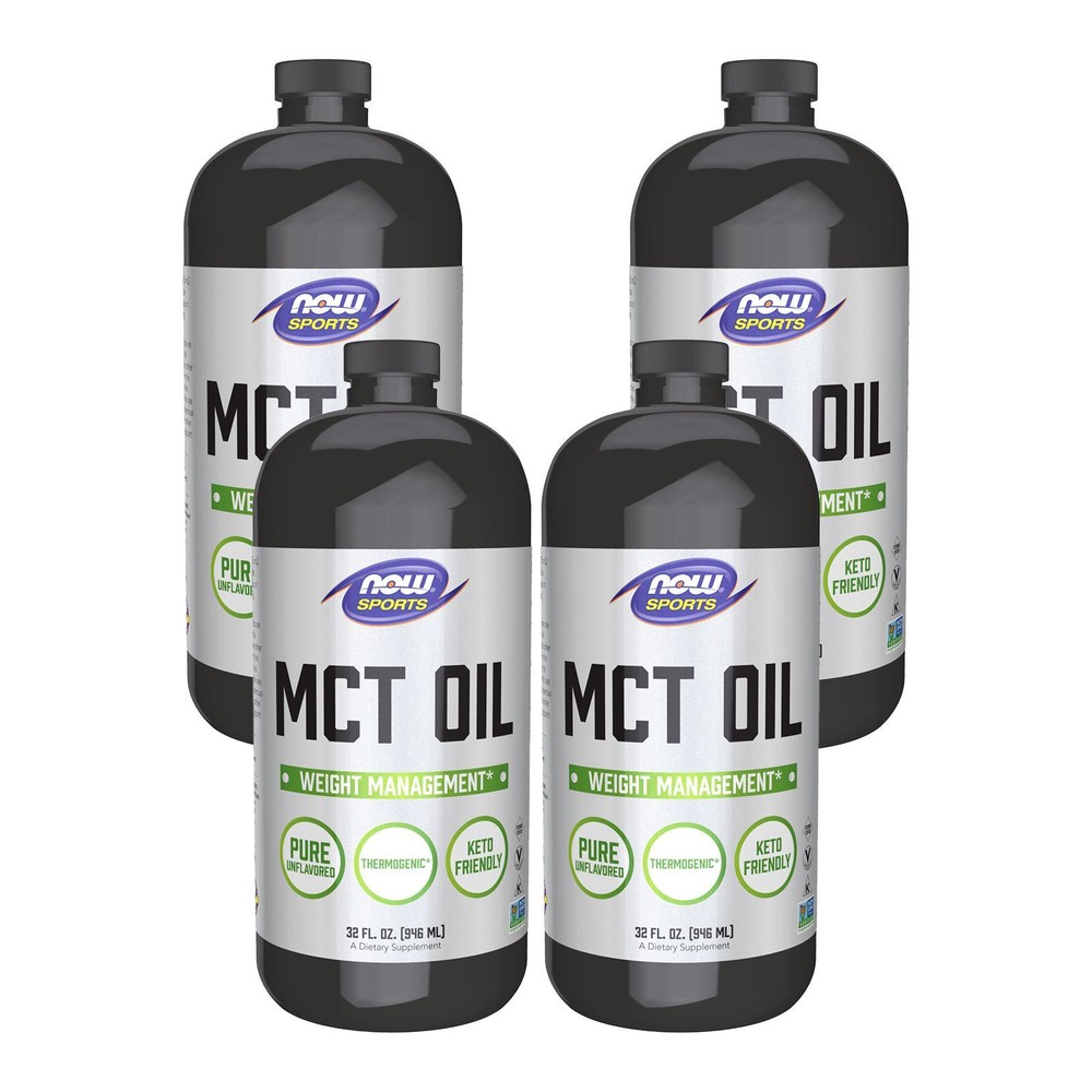 4 x NOW FOODS MCT Oil 32 oz 100% Pure Weight Management Spares Lean Body Tissue