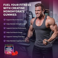 Creatine Monohydrate Gummies 5000mg for Men & Women, Organic Pure Creatine Gummi