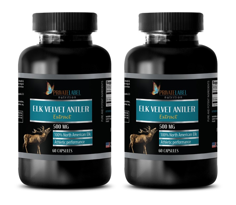 Pure IGF Deer Antler – Elk Velvet Antler 500mg (120 Capsules, 2 Bottles)